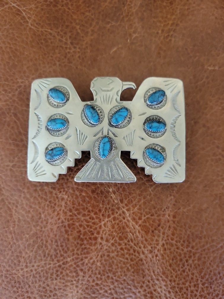Vintage Turquoise/silver BELT BUCKLE