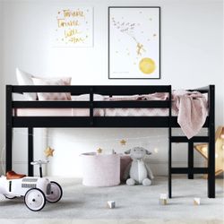 Wood Twin Loft Bed in Black