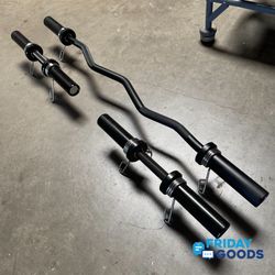 Brand New Curl Ez Easy Bar Barbell + Dumbbells Loadable Handles Olympic  Home Gym Equipment 
