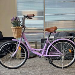Outroad Beach Cruiser Bike – 24Inch Commuter Bicycle for Adults, High-Carbon Steel Comfortable City Bike with Rear Rack or Basket, for Men and Women. 