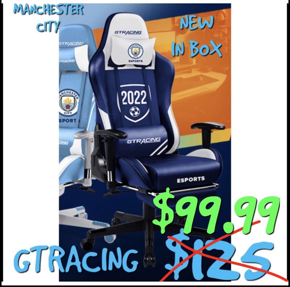 GTRACING GAME CHAIR BLUETOOTH SPEAKERS NEW