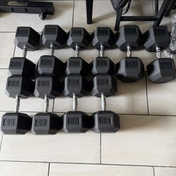 Rubber hex dumbbells 80-100lbs weighs 900lbs total