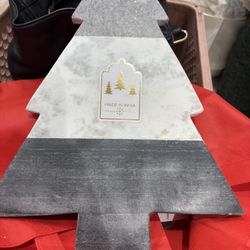 Marble - Gray and White Tree-Shaped serving tray or Decor accent 14/11 inch