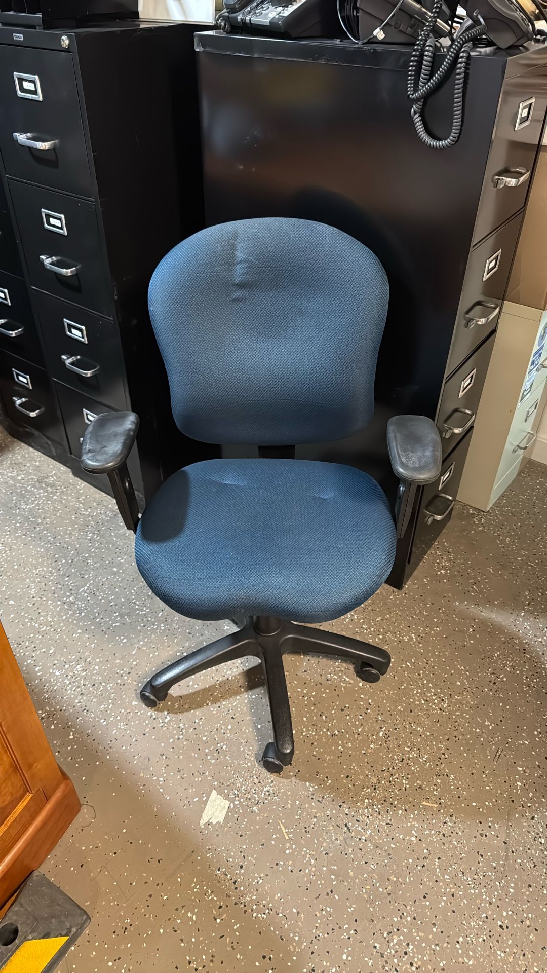 Blue Rolling Office Chair - Fabric Cushioned 