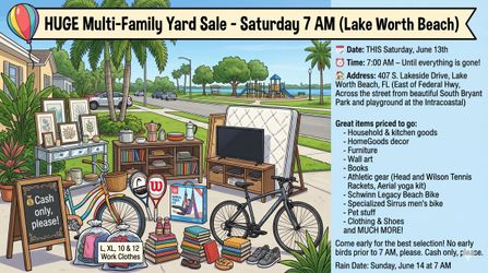🎈HUGE Yard Sale - THIS Saturday 7 AM (Lake Worth Beach)