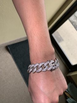 Iced out Cuban link bracelet 8 in white gold plated