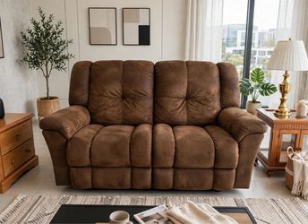 Brown Microfiber Recliner Loveseat