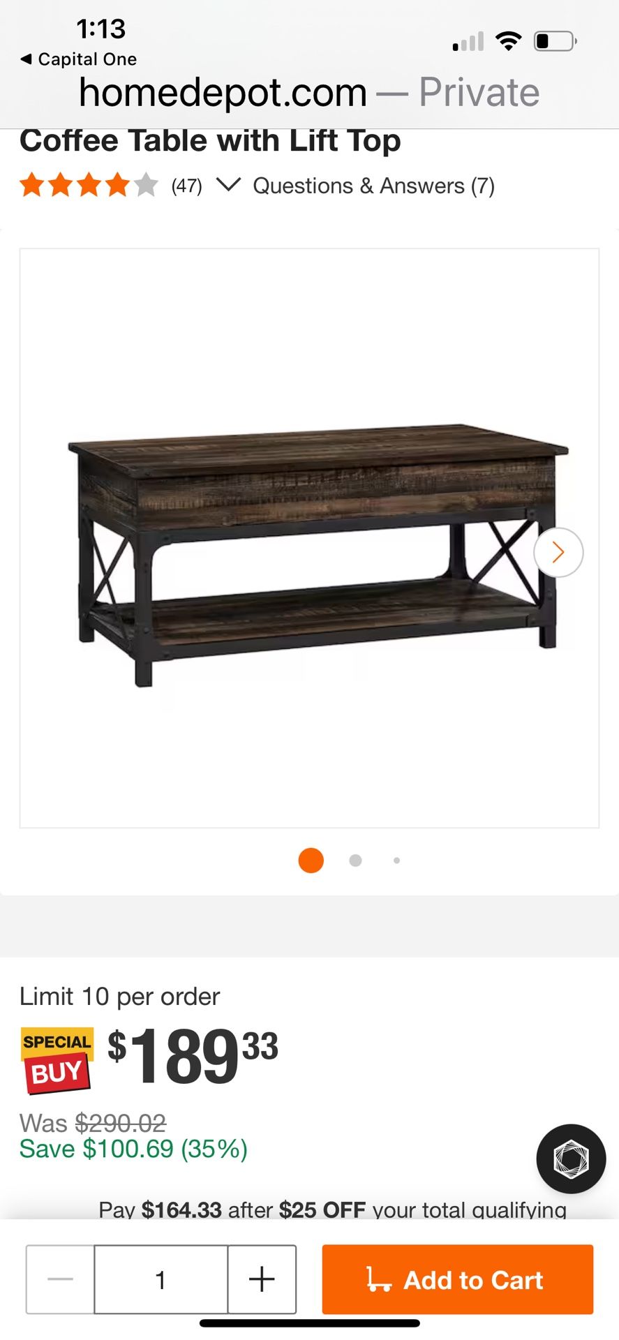 Liftable coffee table