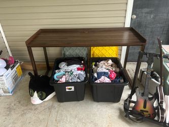 Extra Long Large Brown Desk with Metal Legs