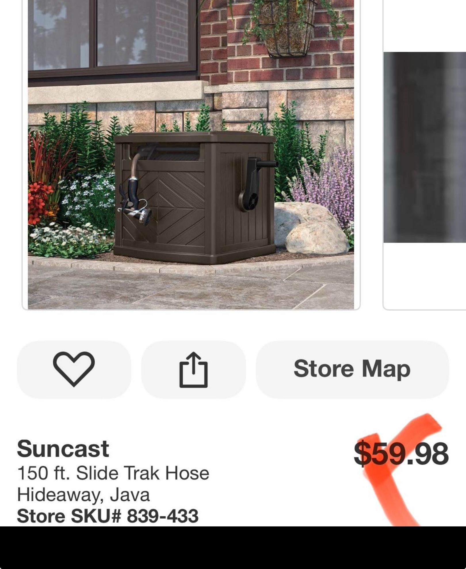 Suncast 150 ft. Slide Trak Hose Hideaway, Java