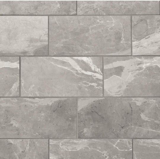 Mohawk ForeverStyle Gray Marble 12 in x 24 in Lappato Porcelain Marble Look Floor Tile