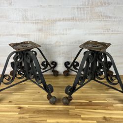 Vintage Iron Chair Bases w/ Rollers & Swivel Seat