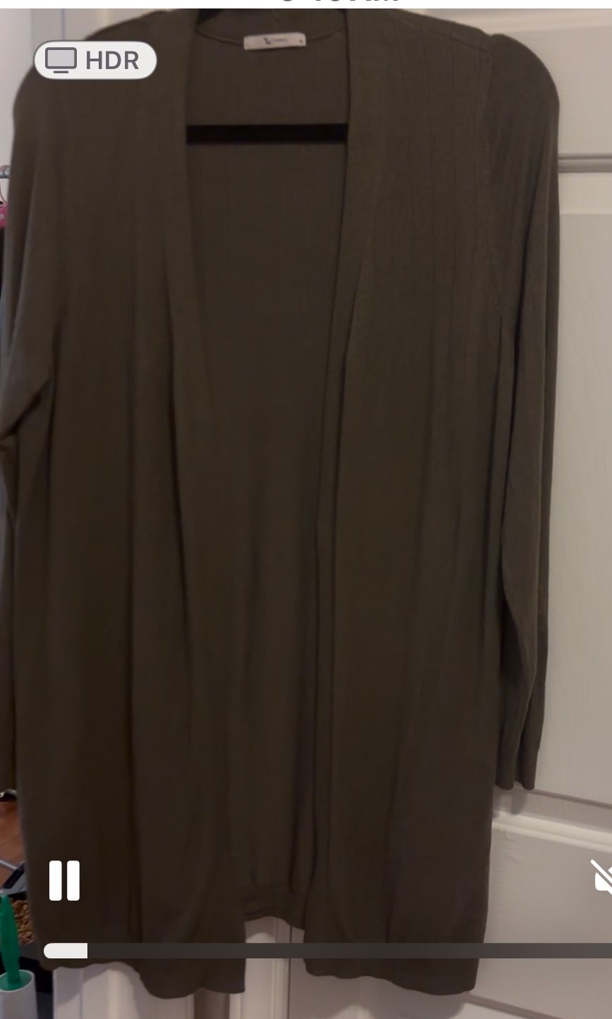 Women’s Green Long Cardigan , Size 16,