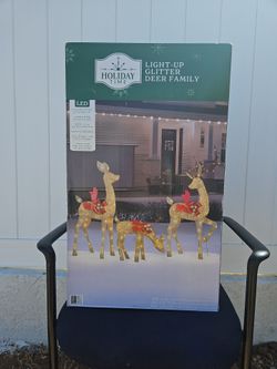 Holiday Time Light-Up Glitter Deer Family
