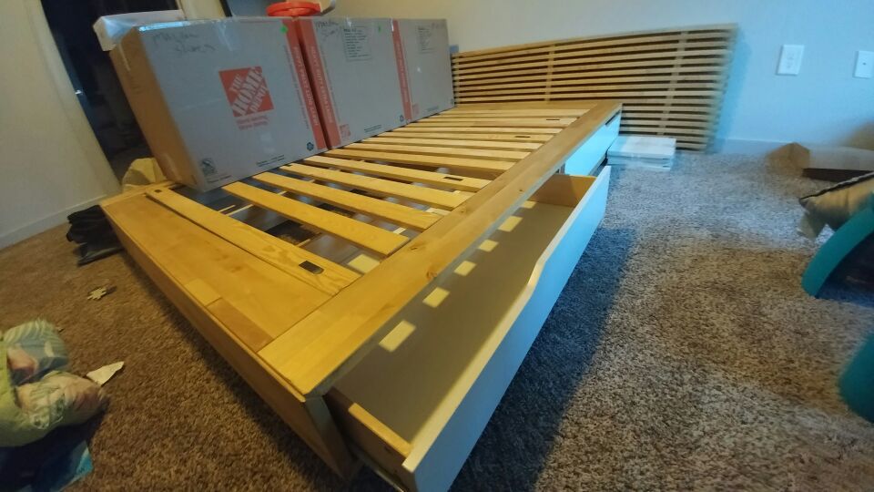 Low Queen Bed Frame with Drawers