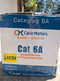 Cable Matters Cat 6A S/FTP Bulk Network Cable 1000ft