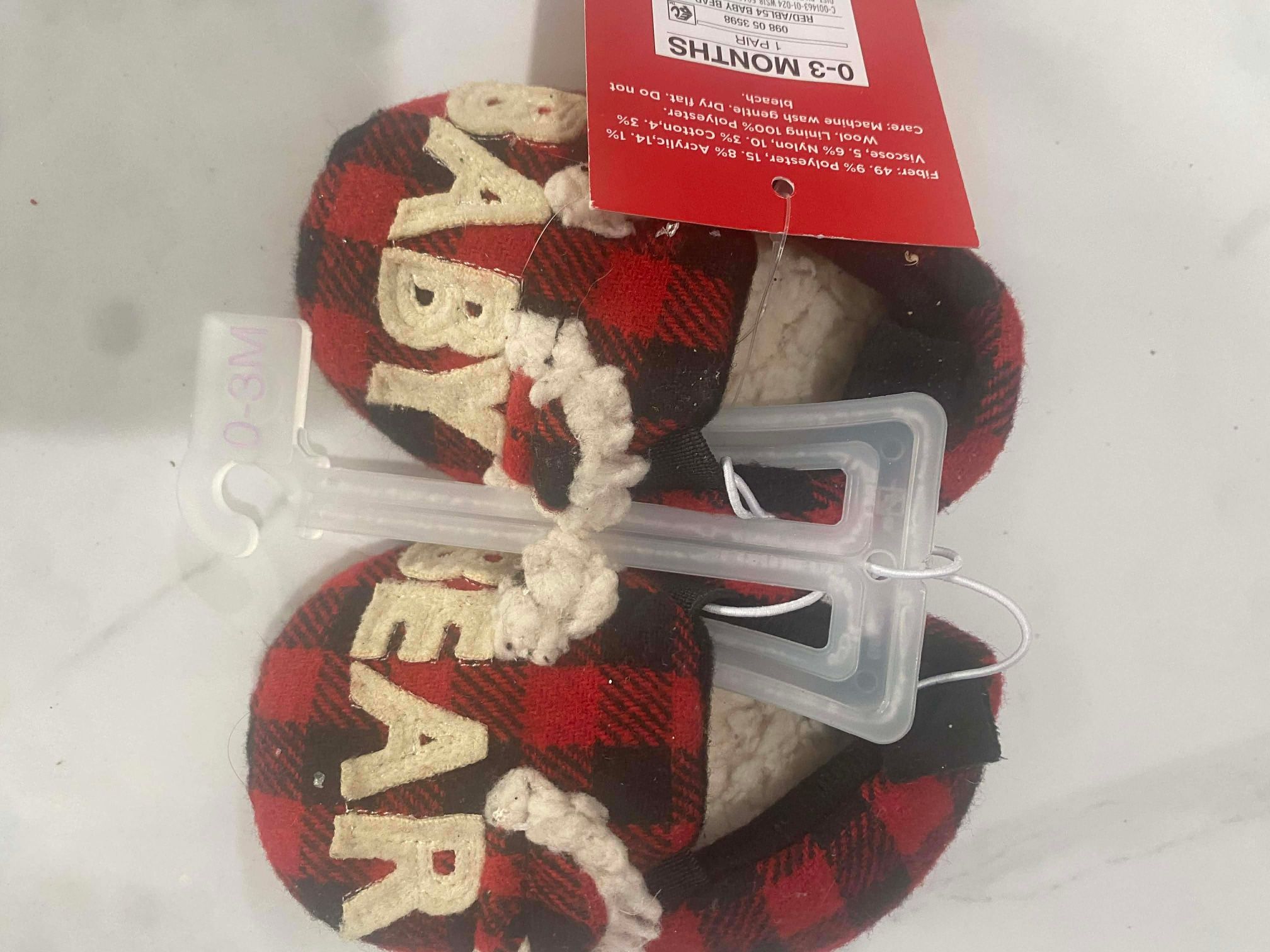 Wondershop Baby Bear Children’s Christmas Slippers Red/Black Size 0-3 Months