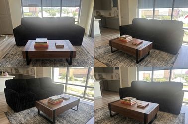 Chic Luxury Black Plush Couch Clean & Modern Aesthetic