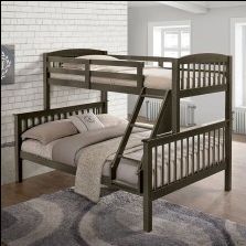 Twin Full Grey Bunkbed with Ortho Mattress Included
