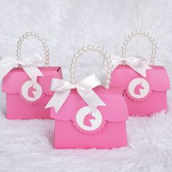 12 Pack Unicorn Party Favor Bags with Pearl Handles and White Ribbon Bows(never Used )