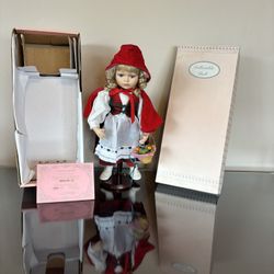 Porcelain Doll - Vintage “Little Red Riding Hood” With Certificate Of Authenticity. 