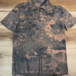 Lululemon Polo Shirt Mens Large Evolution Diamond Dye Sedona Sunset Graphite Gre