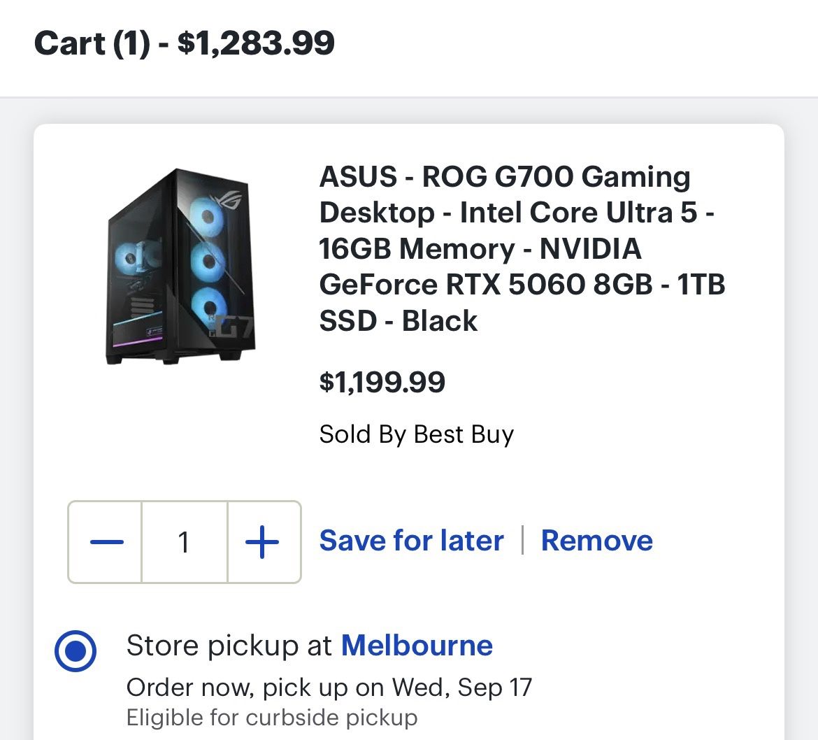 ASUS - ROG G700 Gaming Desktop - Intel Core Ultra 5 - 16GB Memory - NVIDIA GeForce RTX 5060 8GB - 1TB SSD