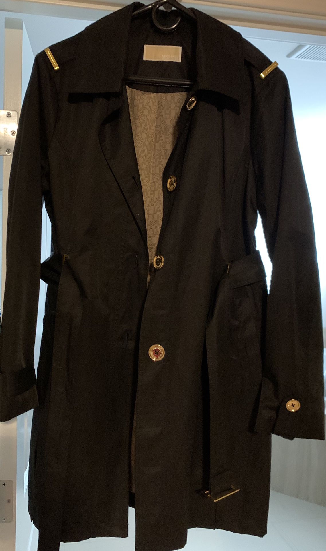 Michael Michael Kors Women's Black Belted Trench Coat Jacket size M