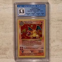 Pokemon Charizard Holo 1999 Shadowless 4/102 Base Set CGC 5.5 Graded Card