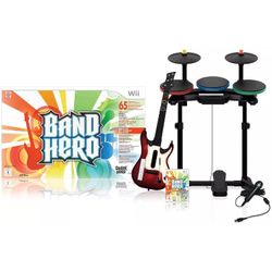 Nintendo Wii-U/Wii BAND HERO Super Bundle Set guitar  drums mic game
