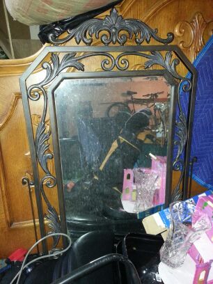 Large heavy rod iron mirror