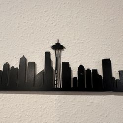 Paris Seattle City Skyline Silhouette 