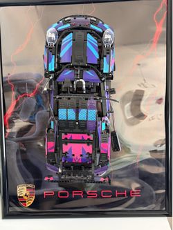 Custom Framed Porsche LEGO Technic Wall Art with LED Lights – Ready to Hang