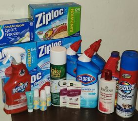 X19 NEW ZIPLOC RESOLVE BIO SPOT DEFENSE CLOROX JERGENS COOLA DG BODY SUNSCREEN HOUSEHOLD CLEANING PERSONAL CARE LOT