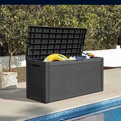 150 Gallon Large Resin Deck Box, Outdoor Storage Container for Patio Furniture Cushions Garden Tools