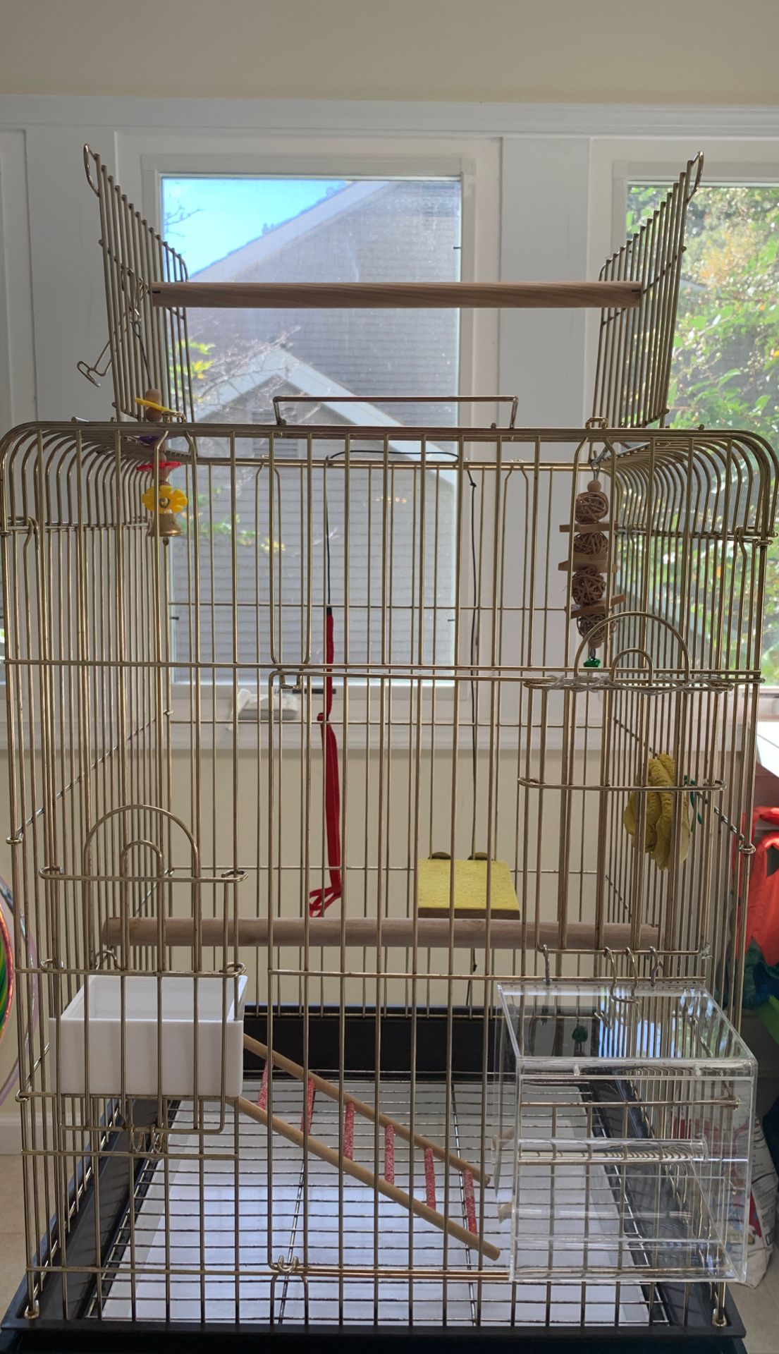 Bird Cage Habitat Fit For Cockatiels, Parrots With Perch And Stand