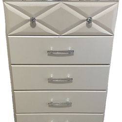 Pearl White Dresser With Matching Twin Size Bed And Mattress 