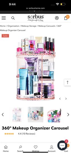 NEW Sorbus Pink Clear Rotating Makeup Organizer