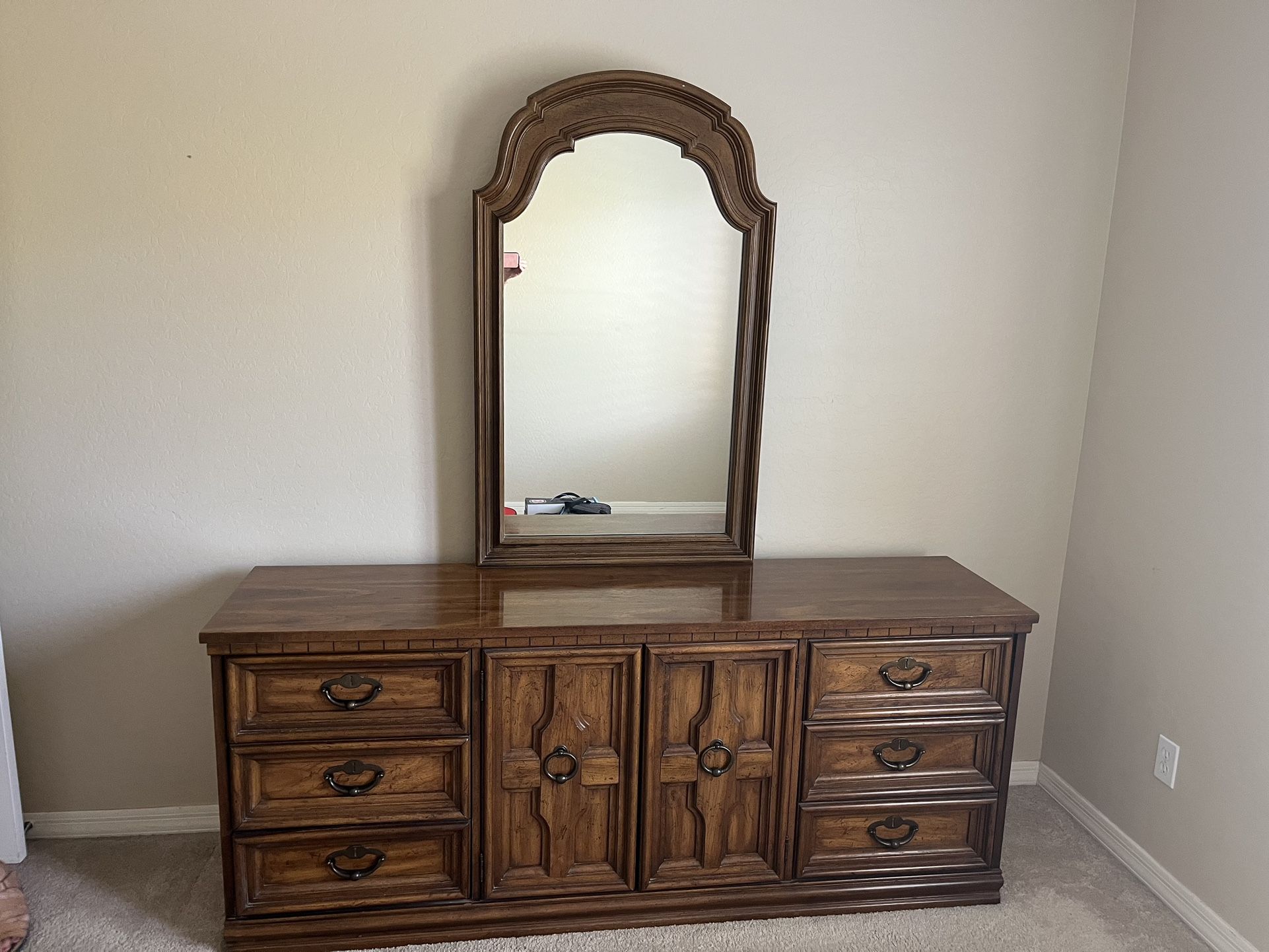 Solid Wood Dresser And Mirror