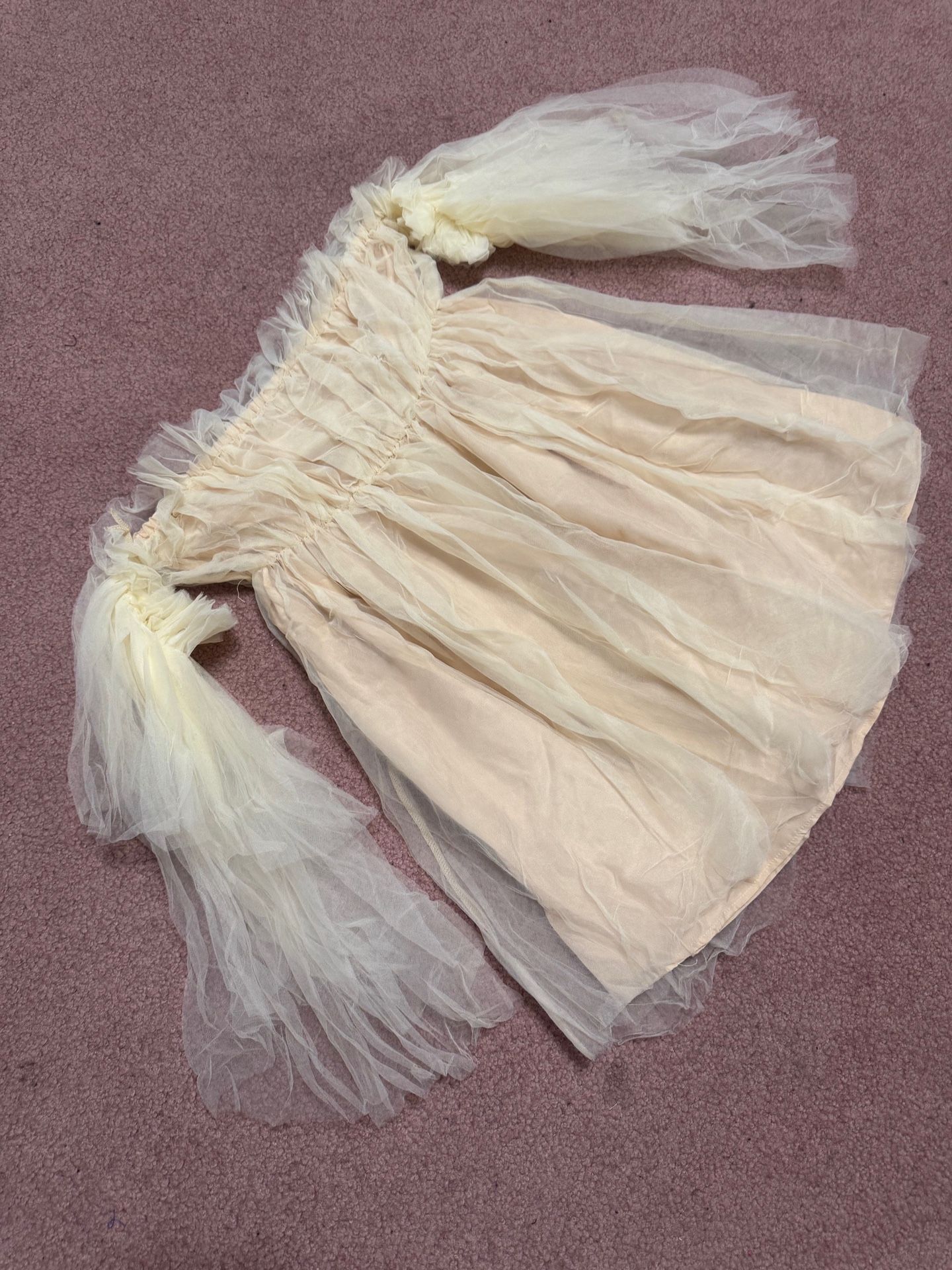 New medium white poof sleeve short princess fairy dress festival costume boho