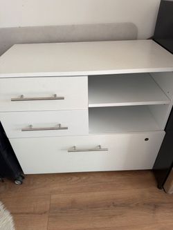 White Chest of Drawers with Open Shelves