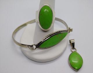 Sterling Silver set, bracelet, ring, pendant
