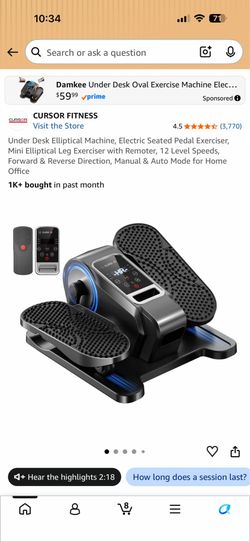 Under Desk Elliptical Machine, Electric Seated Pedal Exerciser, Mini Elliptical Leg Exerciser with Remoter, 12 Level Speeds, Forward & Reverse Directi