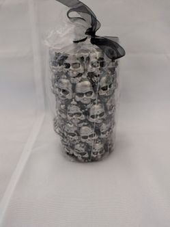 Silver SKULLS Wax Candle NEW HALLOWEEN DECOR
