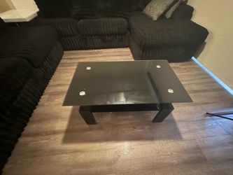 Black glass table