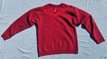 Vintage Upcycled Red Lace Sweatshirt XL
