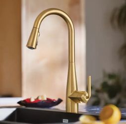 Moen Maureen Brushed Gold Single Handle Deck-mount Pull-down Kitchen Faucet with 1212