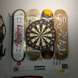 DART Board Set with Custom SkateBoard Back Board