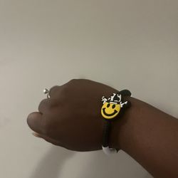 Black & White Smiley Face Bracelet | Trendy Beaded Stretch Bracelet | Cute Handmade Jewelry 