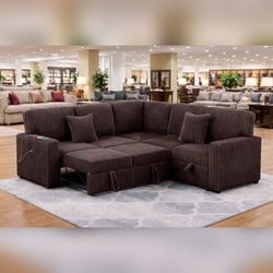 Pull out sofa bed sleeper sofa Brown brown Jumbo corduroy sectional pull out couch
